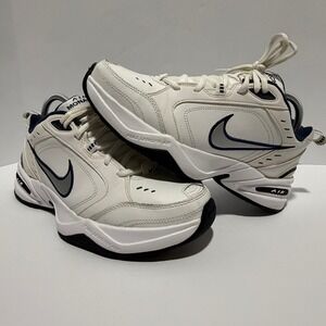 Nike Air Monarch IV White Navy Silver Mens Training Shoes 415445-102 Size 8.5